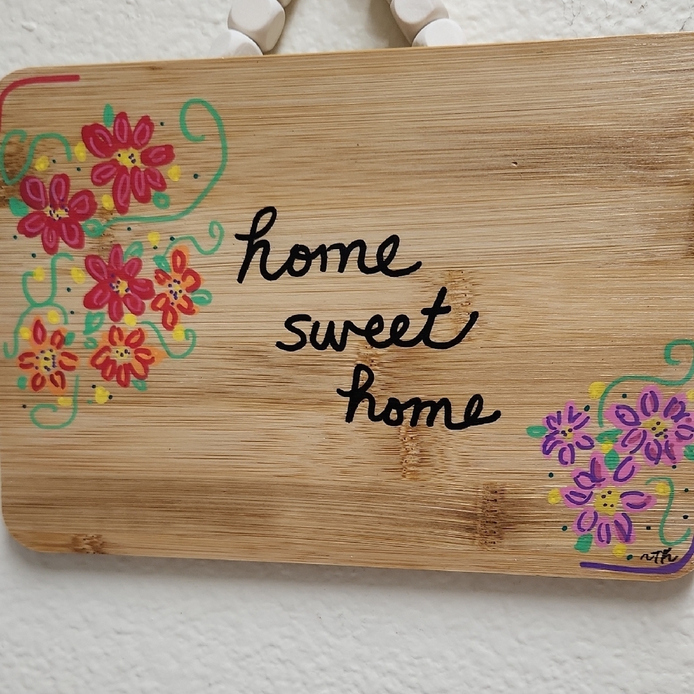 Handcrafted  Home Sweet Home Sign 6 x 9 Inch on Bamboo Wood Wall Decor - Picture 2 of 5